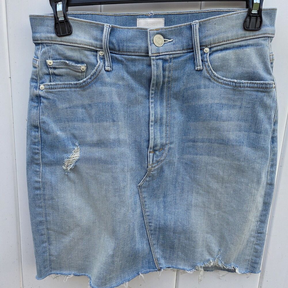 Mother Sacred Mini Fray Denim Skirt Written In The Sand Women’s Size 26 - Picture 11 of 11